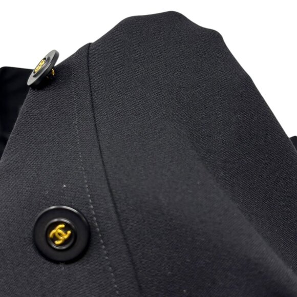 CHANEL Vintage 94P CC Logo Long Sleeve Jacket #40 Black Wool Button [105124] - Picture 7 of 11
